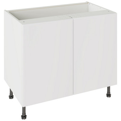 Kitchen Kit Base Unit 1000mm W/ Value Slab Cabinet DoorMatt Snow White from B&Q