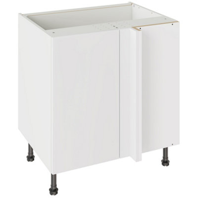 Kitchen Kit Base Unit Blind Corner 800mm W/ Value Slab Cabinet DoorMatt Snow White from B&Q