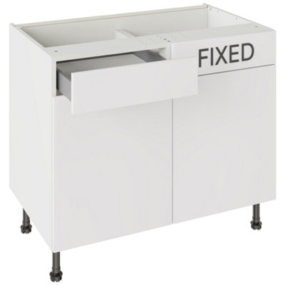 Kitchen Kit Drawerline Base Cabinet 1000mm SlabMatt White from B&Q
