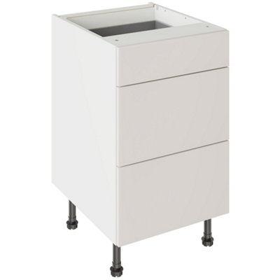 Kitchen Kit 3 Drawer Base Unit 500mm W/ Value Slab Cabinet DoorMatt Light Grey from B&Q