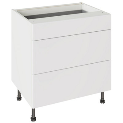 Kitchen Kit 3 Drawer Base Unit 800mm W/ Slab Cabinet DoorSuper Gloss White from B&Q