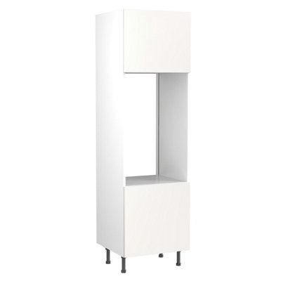 Kitchen Kit Double Oven Tall Housing Unit 600mm W/ Slab Cabinet DoorSuper Gloss White from B&Q