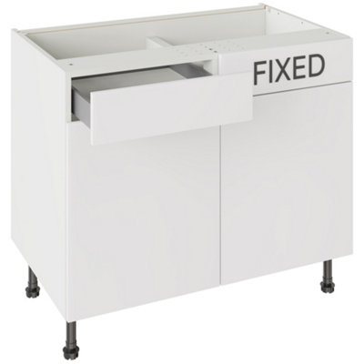 Kitchen Kit Drawerline Base Cabinet 1000mm SlabSupergloss White from B&Q