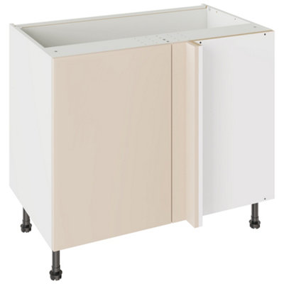 Kitchen Kit Base Unit Blind Corner 1000mm W/ Slab Cabinet DoorSuper Gloss Cashmere from B&Q