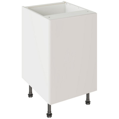 Kitchen Kit Base Unit 500mm W/ Slab Cabinet DoorSuper Gloss Light Grey from B&Q