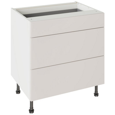 Kitchen Kit 3 Drawer Base Unit 800mm W/ Slab Cabinet DoorSuper Gloss Light Grey from B&Q