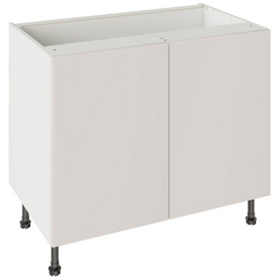 Kitchen Kit Base Unit 1000mm W/ Slab Cabinet DoorSuper Gloss Light Grey from B&Q