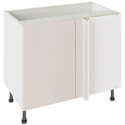 Kitchen Kit Base Unit Blind Corner 1000mm W/ Slab Cabinet DoorSuper Gloss Light Grey from B&Q