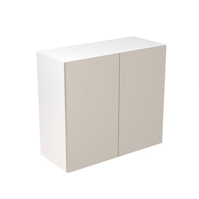 Kitchen Kit Wall Unit 800mm W/ Slab Cabinet DoorSuper Gloss Light Grey from B&Q