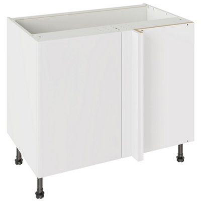 Kitchen Kit Base Unit Blind Corner 1000mm W/ Slab Cabinet DoorSuper Matt White from B&Q
