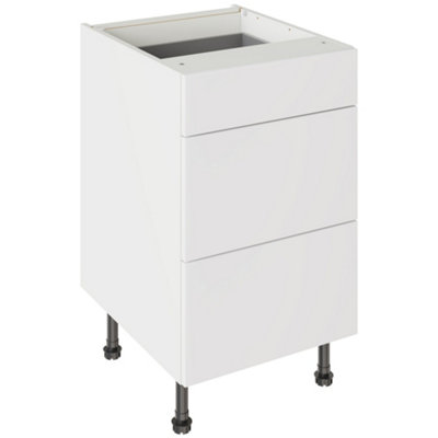 Kitchen Kit 3 Drawer Base Unit 500mm W/ Slab Cabinet DoorSuper Matt White from B&Q