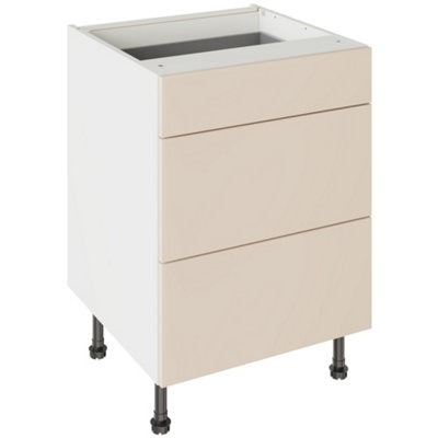 Kitchen Kit 3 Drawer Base Unit 600mm W/ Slab Cabinet DoorSuper Matt Cashmere from B&Q