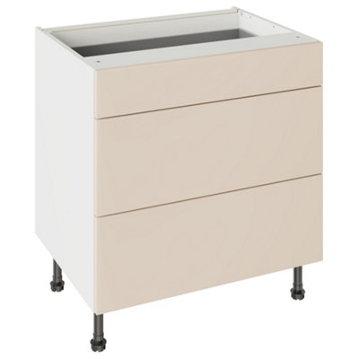 Kitchen Kit 3 Drawer Base Unit 800mm W/ Slab Cabinet DoorSuper Matt Cashmere from B&Q
