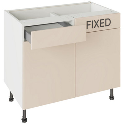 Kitchen Kit Drawerline Base Cabinet 1000mm SlabSupermatt Cashmere from B&Q