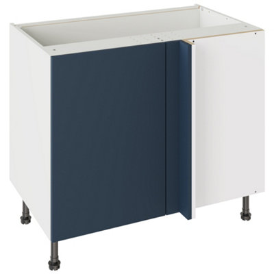 Kitchen Kit Base Unit Blind Corner 1000mm W/ Slab Cabinet DoorSupermatt Blue from B&Q