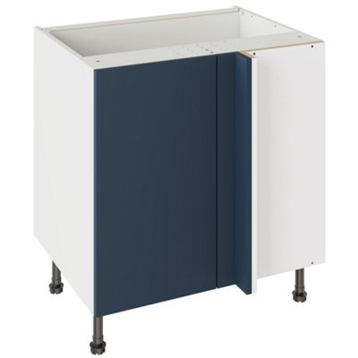 Kitchen Kit Base Unit Blind Corner 800mm W/ Slab Cabinet DoorSupermatt Blue from B&Q