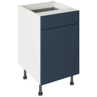 Kitchen Kit Drawerline Base Cabinet 500mm SlabSupermatt Blue from B&Q