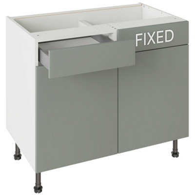 Kitchen Kit Drawerline Base Cabinet 1000mm SlabSupermatt Agave Green from B&Q