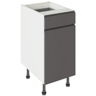 Kitchen Kit Drawerline Base Cabinet 400mm J-PullGloss Graphite from B&Q
