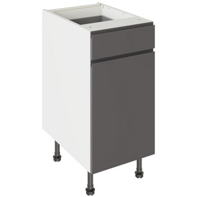 Kitchen Kit Drawerline Base Cabinet 400mm J-PullMatt Graphite from B&Q