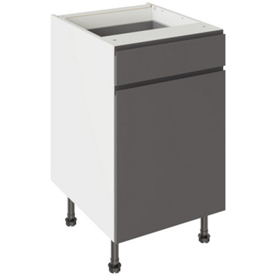 Kitchen Kit Drawerline Base Cabinet 500mm J-PullGloss Graphite from B&Q