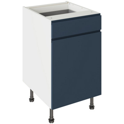 Kitchen Kit Drawerline Base Cabinet 500mm J-PullMatt Indigo Blue from B&Q