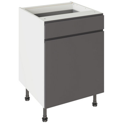 Kitchen Kit Drawerline Base Cabinet 600mm J-PullGloss Graphite from B&Q