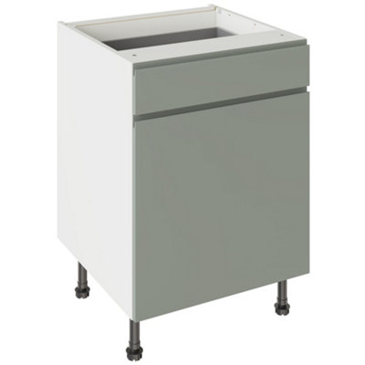 Kitchen Kit Drawerline Base Cabinet 600mm J-PullMatt Sage Green from B&Q