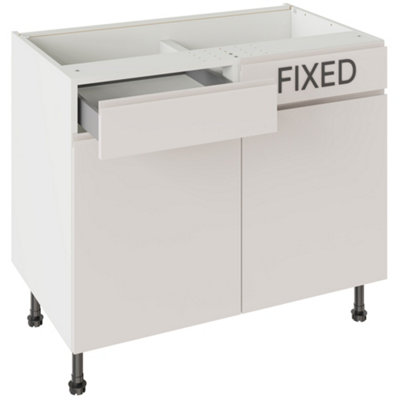 Kitchen Kit Drawerline Base Cabinet 1000mm J-PullMatt Light Grey from B&Q