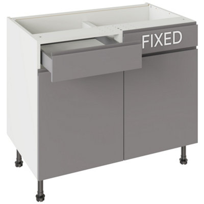 Kitchen Kit Drawerline Base Cabinet 1000mm J-PullMatt Dust Grey from B&Q