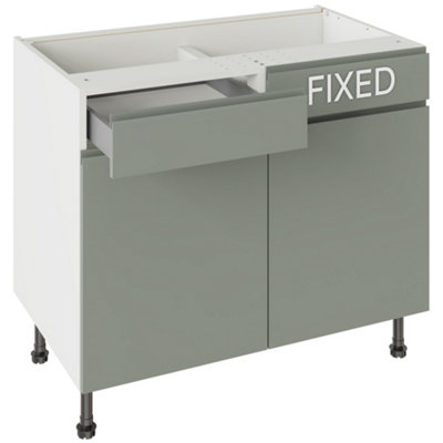 Kitchen Kit Drawerline Base Cabinet 1000mm J-PullMatt Sage Green from B&Q