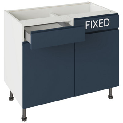 Kitchen Kit Drawerline Base Cabinet 1000mm J-PullMatt Indigo Blue from B&Q
