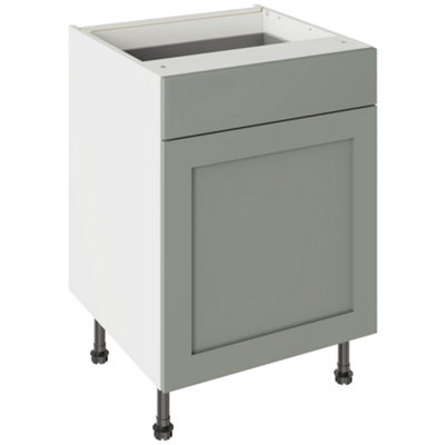 Kitchen Kit Drawerline Base Cabinet 600mm ShakerMatt Sage Green from B&Q