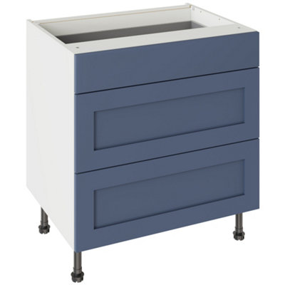 Kitchen Kit Shaker Ultramatt 800 3 Drawer Base Kitchen Cabinet FlatpackAlby Blue from B&Q