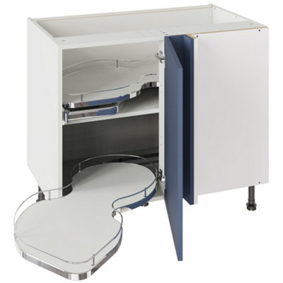Kitchen Kit Shaker Ultramatt 1000 Base Kitchen Cabinet With Dual-Handed Nuvola Blind Corner FlatpackAlby Blue from B&Q