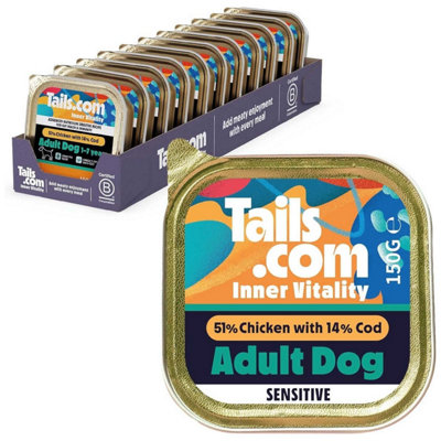 Unknown 11 X 150G Tails.com Inner Vitality Sensitive Adult Dog Food Trays Chicken & Cod from B&Q