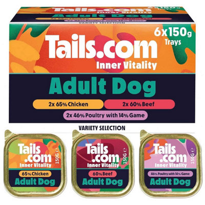 Unknown 6 X 150G Tails.com Inner Vitality Adult Wet Dog Food Variety Multipack Selection from B&Q