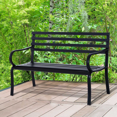 Outsunny 2 Seater Bench Garden Furniture Outdoor Metal Loveseat Seat Patio Chair from B&Q