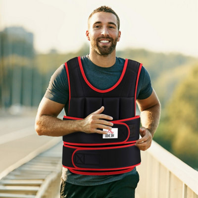 Homcom Black/Red 20Kgs Adjustable Weight Vest Running Gym Training Weight Loss, - 20Kg - Image 6