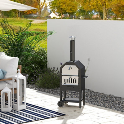 Stainless Steel 2 Tier Outdoor Charcoal Pizza Oven BBQ Smoker Cooker Grill - Image 4