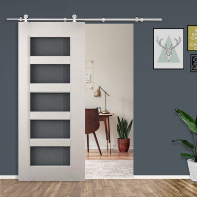 B&Q -  Modern Sliding Barn Door Closet Hardware Track Kit Track System Unit