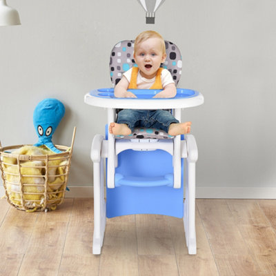 Homcom 2-In-1 Convertible Baby High Chair Booster Seat W/ Removable Tray Blue from B&Q