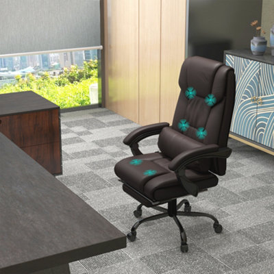 Vinsetto Pu Massage Office Chair Height Adjustable Computer Chair Brown from B&Q