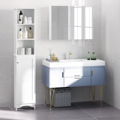 Homcom 165Cm Freestanding Slimline Bathroom Storage Cabinet W/ 6 Shelves White from B&Q
