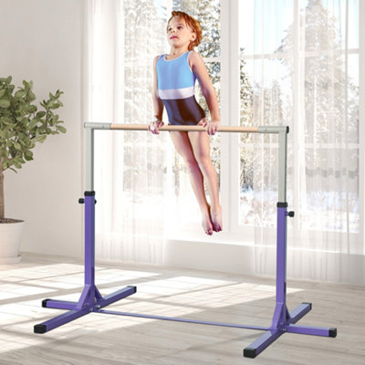 Homcom 92-150Hcm Adjustable Kids Gymnastics Bar W/ Steel FramePurple from B&Q