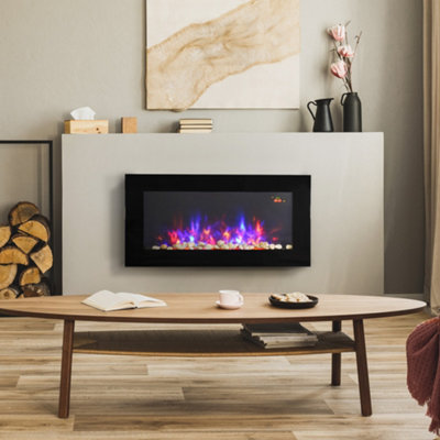 Homcom 1000W/2000W Led Electric Fireplace Automatic Function Remote Timer Safe