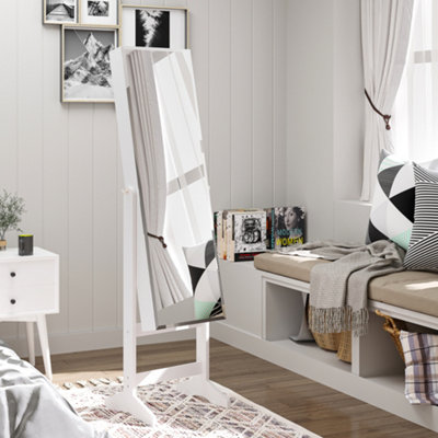 Homcom Lockable Jewellery Storage Mirror Armoire Freestanding Adjustable White from B&Q
