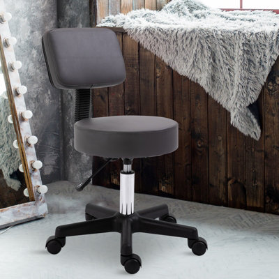 Homcom Unisex Grey Beautician's Adjustable Swivel Salon Chair Padded Seat Back Wheels In Size 5 - Image 5