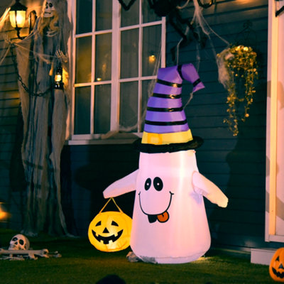 Homcom Halloween Inflatable Witch Ghost With Lantern 4Ft - Image 9