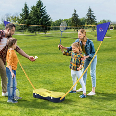 HOMCOM Foldable Badminton Net - Kids & Adults - Yellow/Blue - Plastic/Nylon - Image 6
